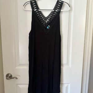 Black Sleeveless Dress with Crochet Detail
